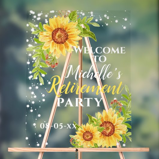 Pensioenfeest Welkom Bloemen Zonnebloem Acryl Bord (Neutraal)