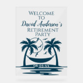 Pensioenfeest Welkom Strandpalmbomen Acryl Bord (Voorkant)