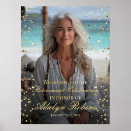 Pensioenfeest welkomstbord met foto poster