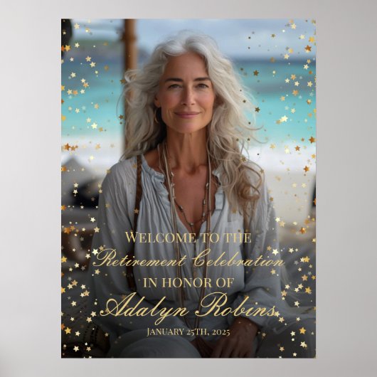 Pensioenfeest welkomstbord met foto poster (Voorkant)