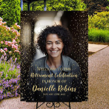 Pensioenfeest welkomstbord met foto