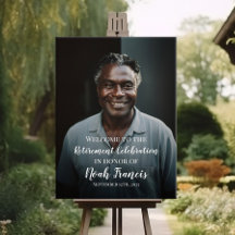 Pensioenfeest welkomstbord met foto