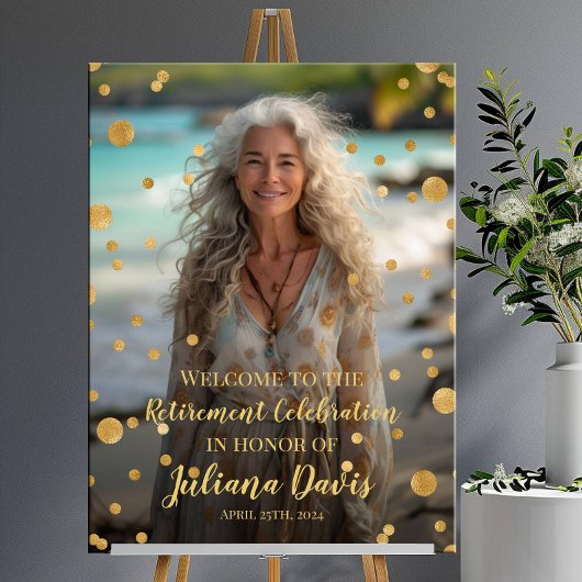 Pensioenfeest welkomstbord met foto poster