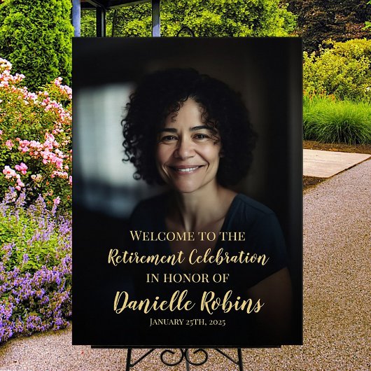 Pensioenfeest welkomstbord met foto poster