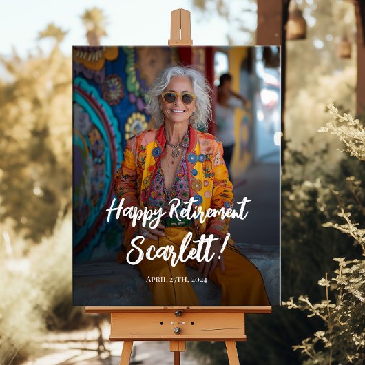 Pensioenfeest welkomstbord met foto poster