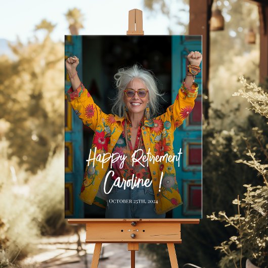 Pensioenfeest welkomstbord met foto poster