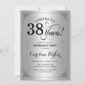 Pensioenfeest - Zilver Zwart Damast Kaart (Voorkant)
