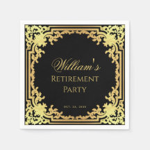 Pensioenfeest Zwart Goud Elegant Script Vintage