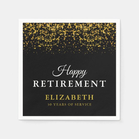 Pensioenfeestdag Gold Glitter Servet (Voorkant)