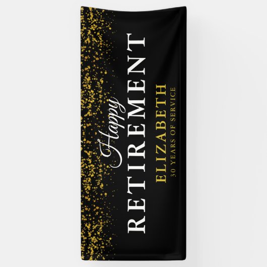 Pensioenfeestdag Gold Glitter Spandoek (Verticaal)