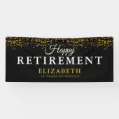 Pensioenfeestdag Gold Glitter Spandoek (Horizontaal)