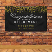 Pensioenfeestdag Gold Glitter Spandoek