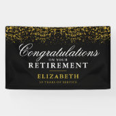 Pensioenfeestdag Gold Glitter Spandoek (Horizontaal)