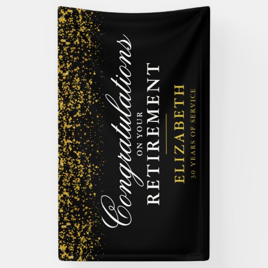 Pensioenfeestdag Gold Glitter Spandoek (Verticaal)