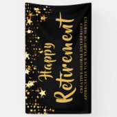 Pensioenfeestje Bedrijf Zwart en Gouden Sterren Spandoek (Verticaal)