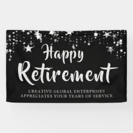 Pensioenfeestje Bedrijf Zwart en Zilveren Sterren Spandoek