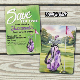 Pensioenfeestje Bewaar de Datum Aquarel Golftas Save The Date