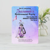 Pensioenfeestje Bewaar De Datum Aquarel Golftas Save The Date (Staand voorkant)