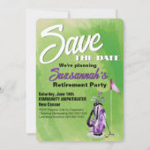 Pensioenfeestje Bewaar de Datum Aquarel Golftas Save The Date (Achterkant)