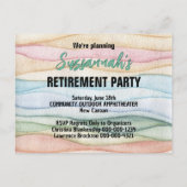 Pensioenfeestje Bewaar de datum Aquarel rijen Aankondigingskaart (Achterkant)
