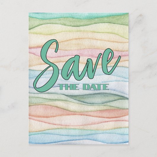 Pensioenfeestje Bewaar de datum Aquarel rijen Aankondigingskaart (Voorkant)