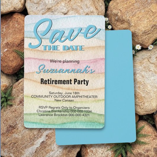 Pensioenfeestje Bewaar De Datum Aquarel Rijen Save The Date