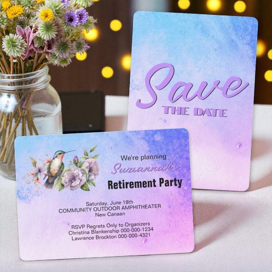 Pensioenfeestje Bewaar De Datum Kolibrie Save The Date