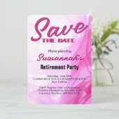 Pensioenfeestje Bewaar De Datum Roze Abstract Save The Date (Staand voorkant)
