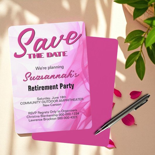 Pensioenfeestje Bewaar De Datum Roze Abstract Save The Date