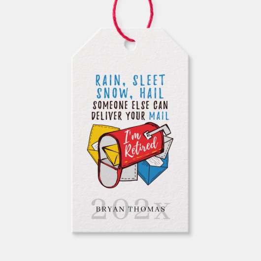 Pensioenfeestje Gepensioneerde Postbode Cadeaulabel (Voorkant)