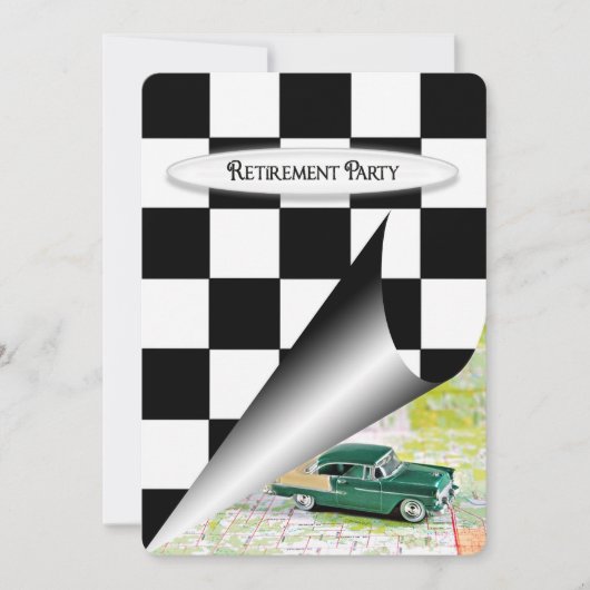 Pensioenfeestje met Oude Auto Kaart (Voorkant)