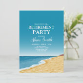 Pensioenfeestje met strand, zee en blauwe lucht kaart (Staand voorkant)