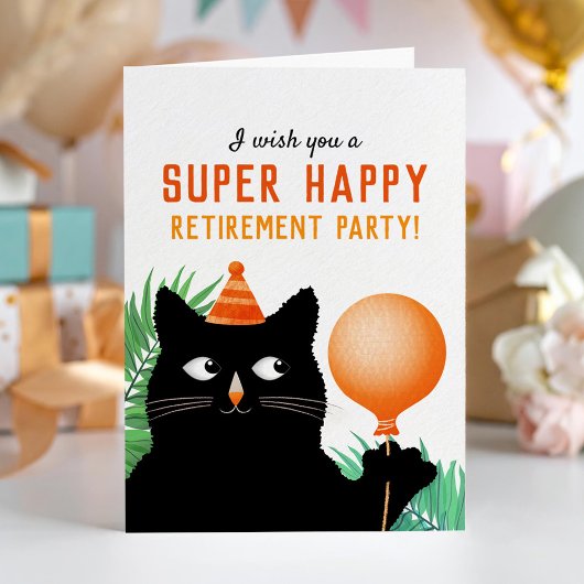 Pensioenfeestje met zwarte kat en ballon