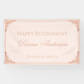Pensioenfeestje Roze Elegant Script Vintage Spandoek (Horizontaal)