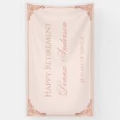 Pensioenfeestje Roze Elegant Script Vintage Spandoek (Verticaal)