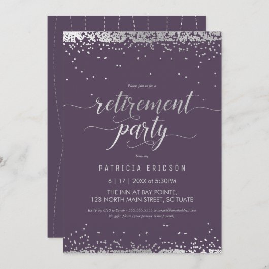 Pensioenfeestje uitnodigen, elegante viering kaart (Voorkant / Achterkant)