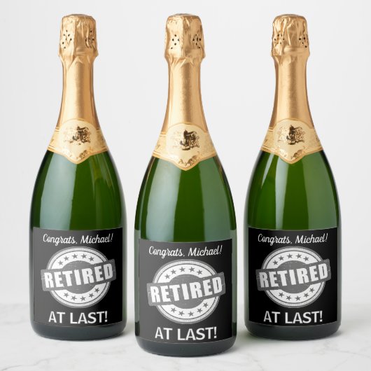 Pensioenfeesttijd! Custom Sparkling Wijnetiket (Flessen)
