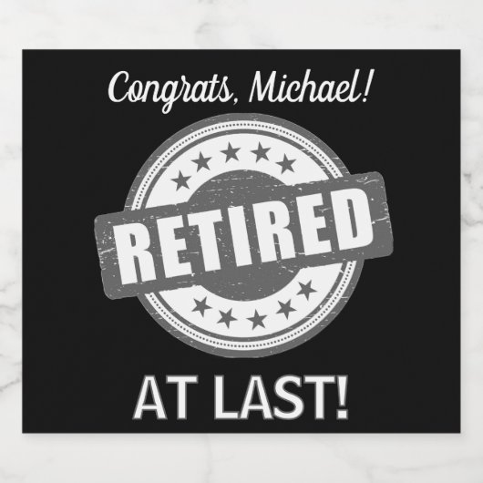 Pensioenfeesttijd! Custom Sparkling Wijnetiket (Enkel label)