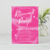 Pensioenfeestuitnodigingen Roze en Wit Kaart (Staand voorkant)
