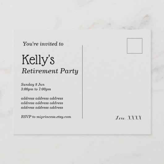 Pensioenfonds Champagne Uitnodiging Briefkaart (Achterkant)