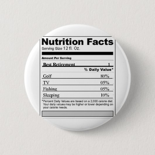 Pensioenfonds Funny Nutrition-etiket Ronde Button 5,7 Cm (Voorkant)