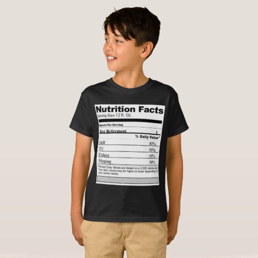 Pensioenfonds Funny Nutrition-etiket T-shirt (Voorkant volledig)