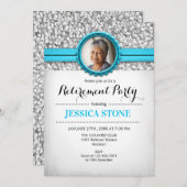 Pensioenfoto - Turquoise Blauw Zilver Wit Kaart (Voorkant / Achterkant)