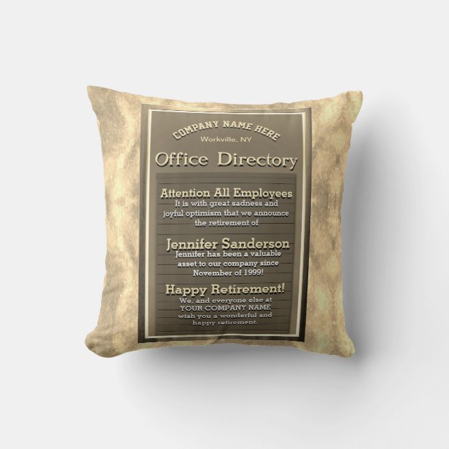 Pensioengeschenk Aangepaste Gouden  teken Kussen (Voorkant)