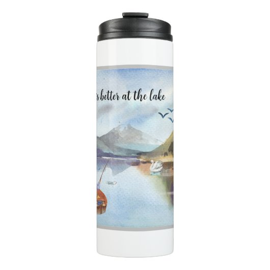 Pensioengeschenk Gevist aan de Lake Waterverf Thermosbeker (Voorkant)