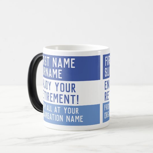 Pensioengeschenk van collega's. magische mok (Voorkant links)