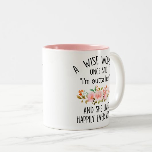 Pensioengeschenken voor vrouwen, Grappige pensioen Tweekleurige Koffiemok (Voorkant rechts)