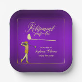 Pensioengolfpartij Classic Paarse Golden Woman Papieren Bordje (Voorkant)