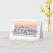 Pensioengrond en strandhut op de zonnebank kaart (Gele Bloem)