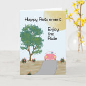 PensioenKaart "Geniet van de rand" Roze auto Kaart (Gele Bloem)